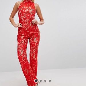 Sexy Red Lace Jumpsuit